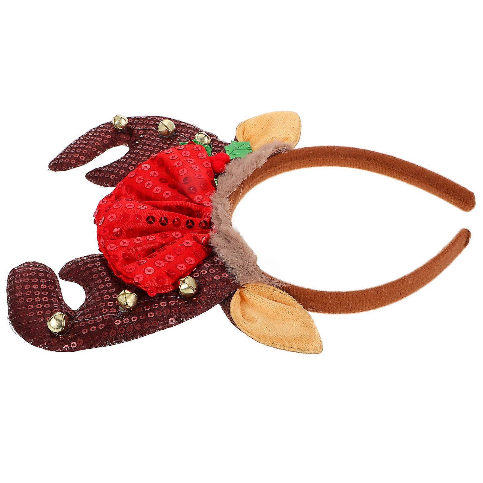 5Pcs Christmas Antler Headband For Adults With Bells And Sequin Comfortable Design For Holiday Celebrations