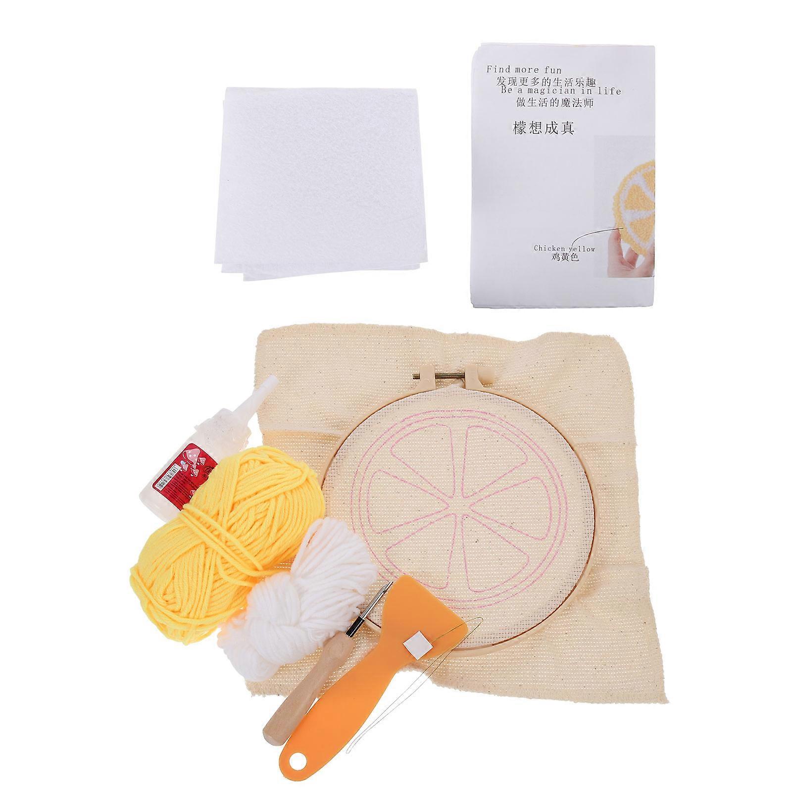 Mug Rug Punch Needle Materials 1 Set Rug Tufting Frame Multi Color DIY Embroidery Craft For Home Decoration