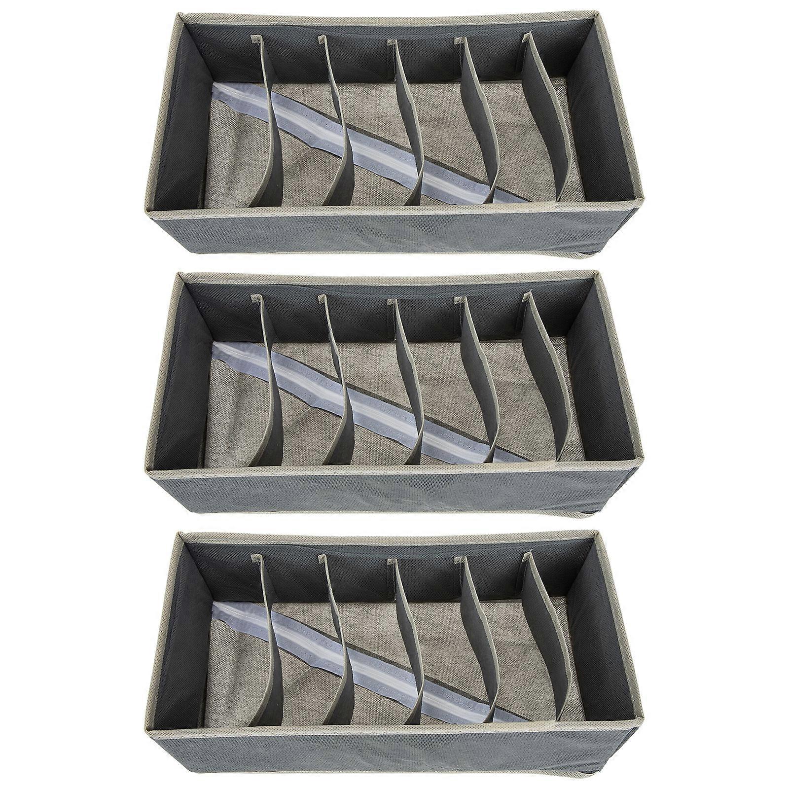 Bra Organizer for Drawer Grey Underwear Storage Boxes 3Pcs Set