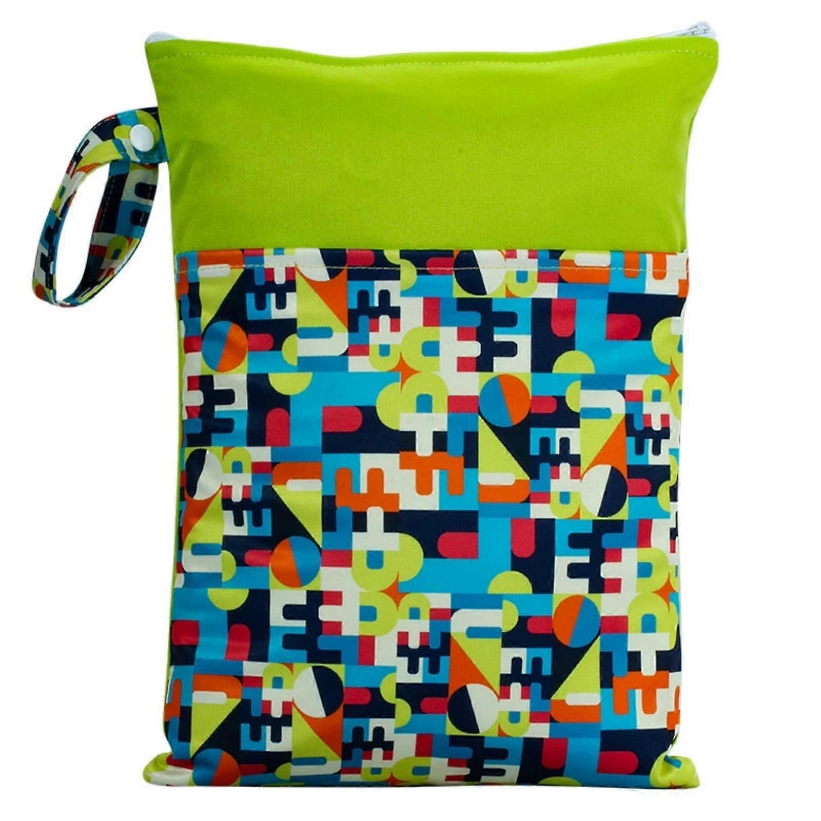 Waterproof Wet Dry Bag Reusable Cloth Diaper Wet Bag 25x35cm With Zipper Fruit Green 1 Piece