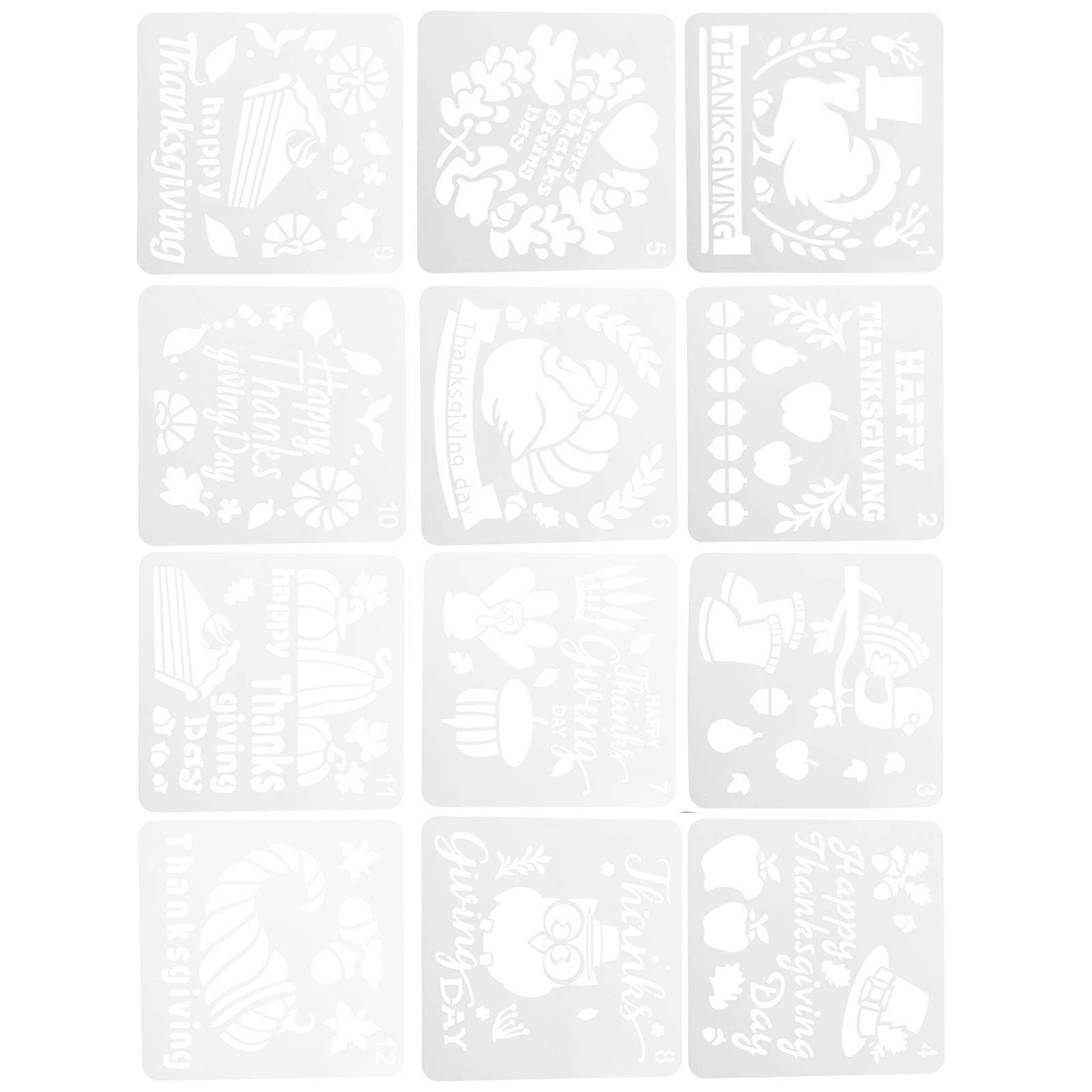 Thanksgiving Stencil Hollow Painting Template for DIY Drawing 72Pcs Set