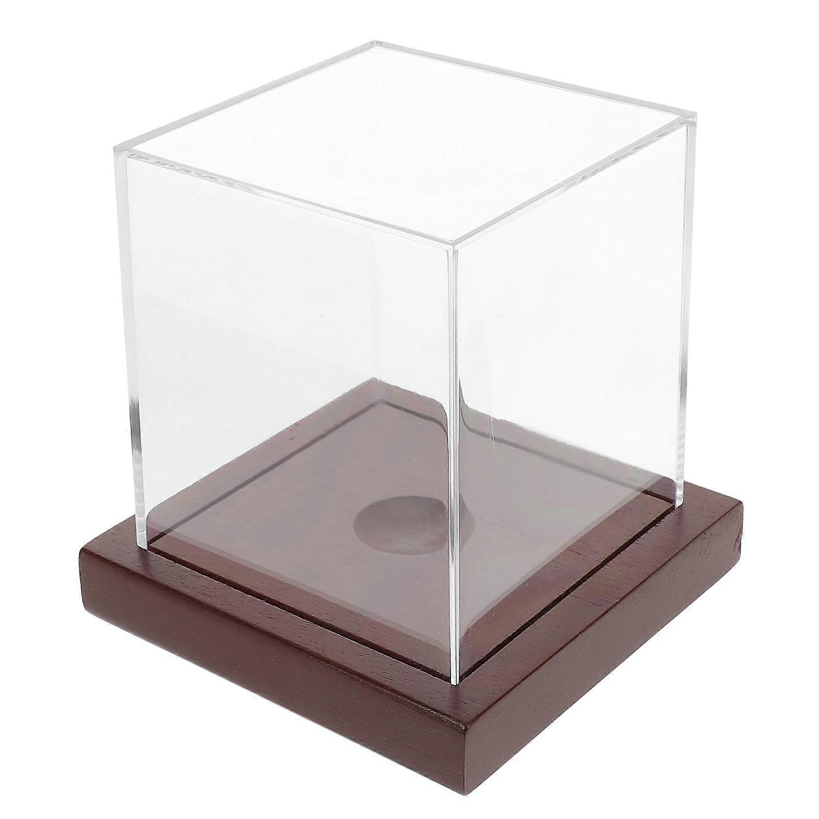 Clear Baseball Display Case for Storage 5Pcs with Wooden Base Acrylic Box