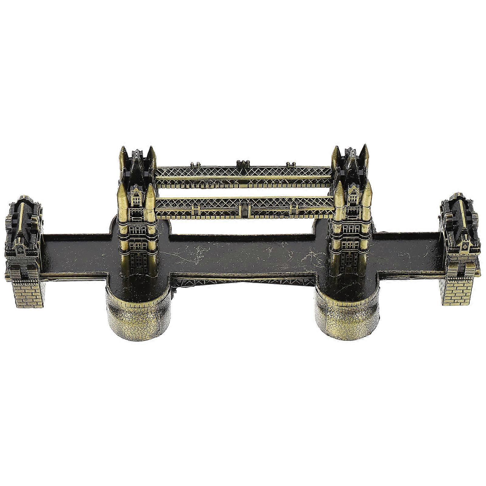 Decorative Alloy Bridge Model Architectural Model for Decor 2Pcs Golden