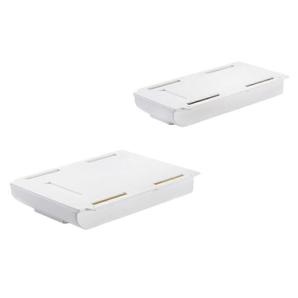 Under Table Drawer Box 2Pcs White Plastic for Home Use Drawer Type Sundries Box Easy Install