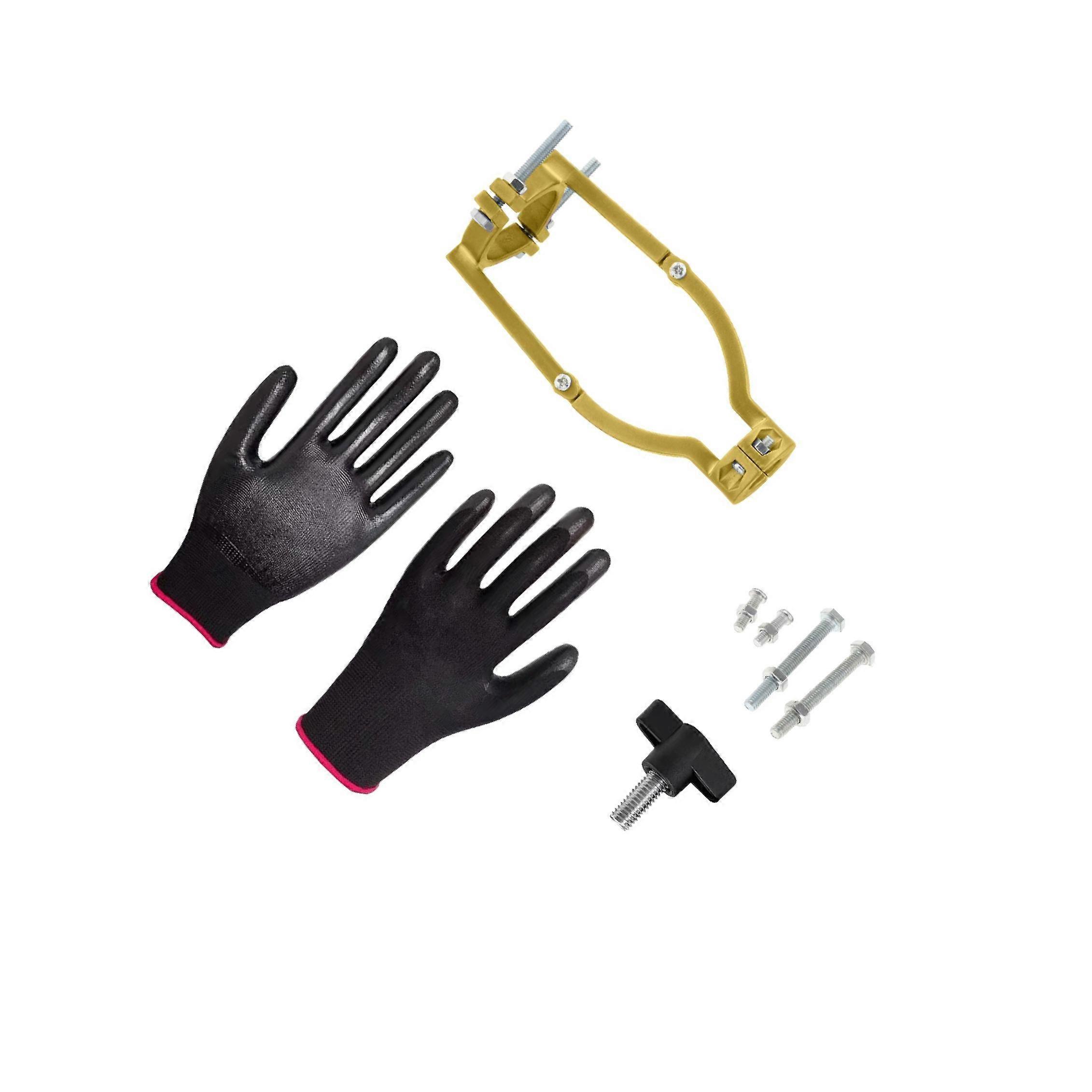 Square Hole Drill Fixed Bracket Set and Gloves for Drill Machine Style C