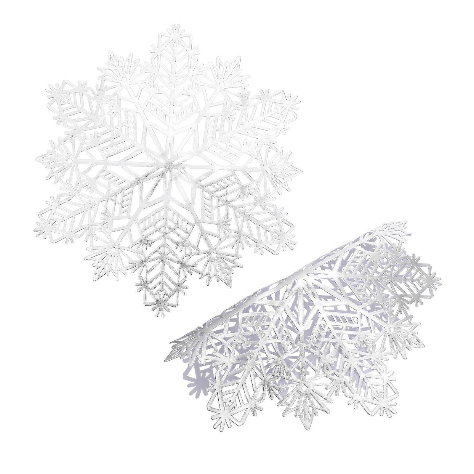 Christmas Table Mat Snowflake Shape for Party Use 4Pcs White Placemats