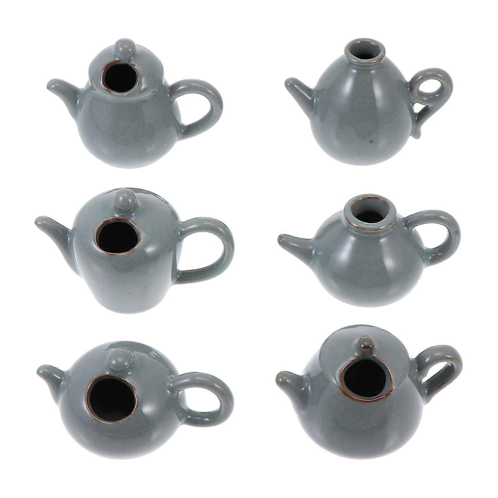 Grey Ceramic Small Vase for Flower Arranging Use 6Pcs Mini Home Decor