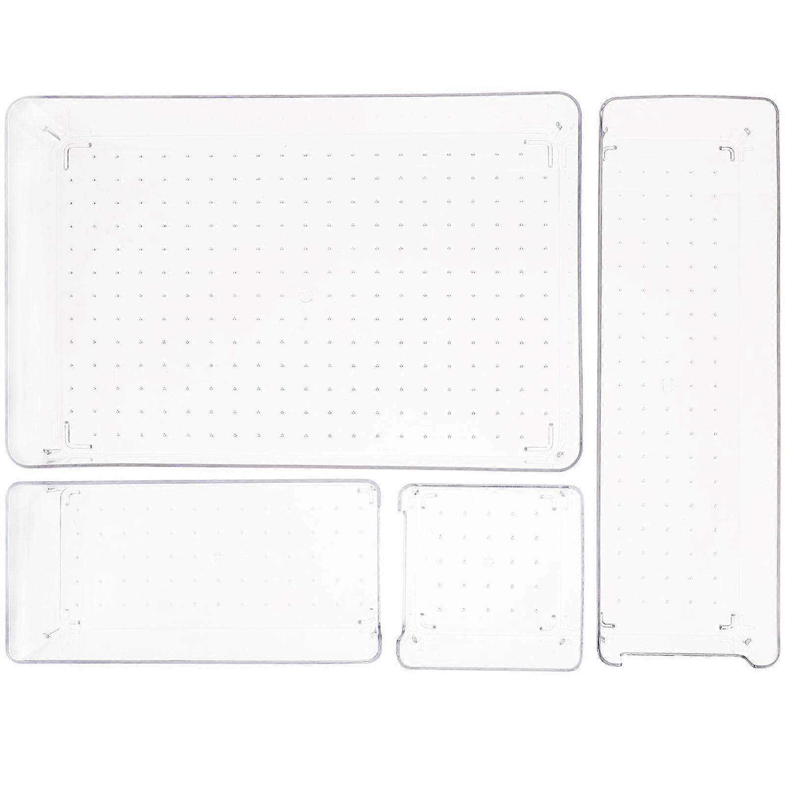 Transparent Storage Bin Clear Plastic Drawers Organizer Bins For Makeup Drawer 4Pcs