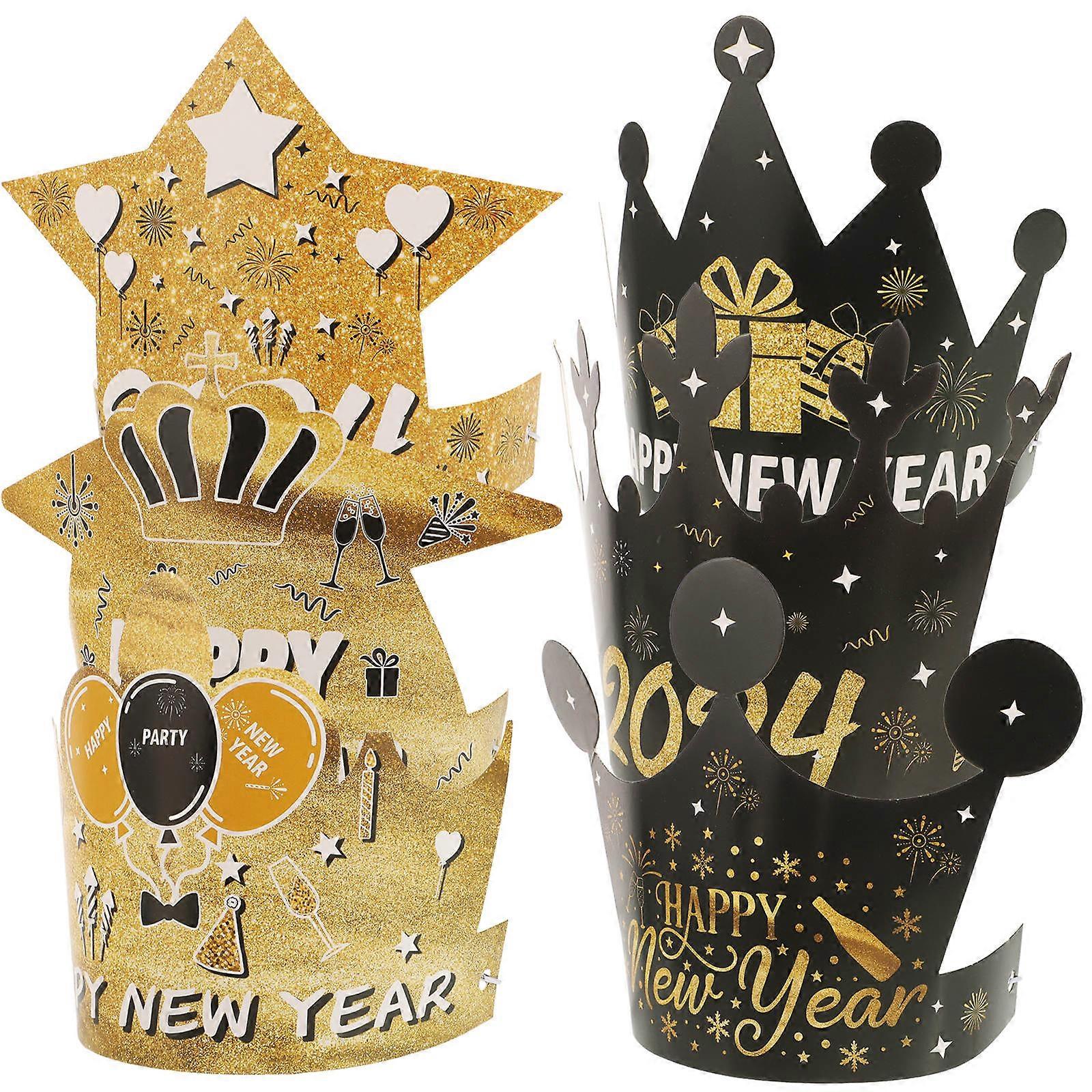 2023 New Year Party Theme Paper Crowns For Celebration Classroom Activity 24Pcs