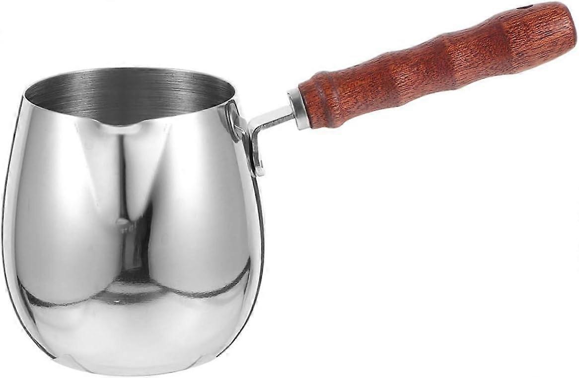 Stainless Steel Milk Frother Pitcher With Wooden Handle Espresso Steaming Jug For Latte Art Home