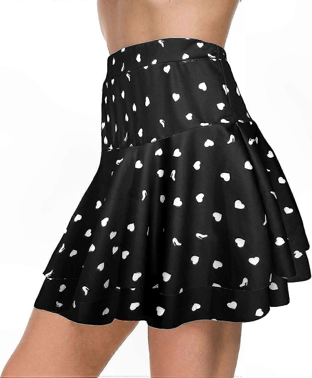 Stretchy Flared Ruffle Layered Mini Skater Skirts For Women Sizes S-2XL