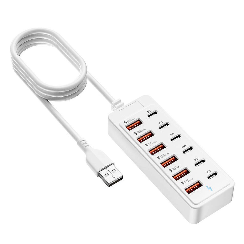 12-in-1 USB Splitter Socket USB2.0 High Speed Data Transfer Converter USB C Docking Station Fast Charging Plug for Home Office