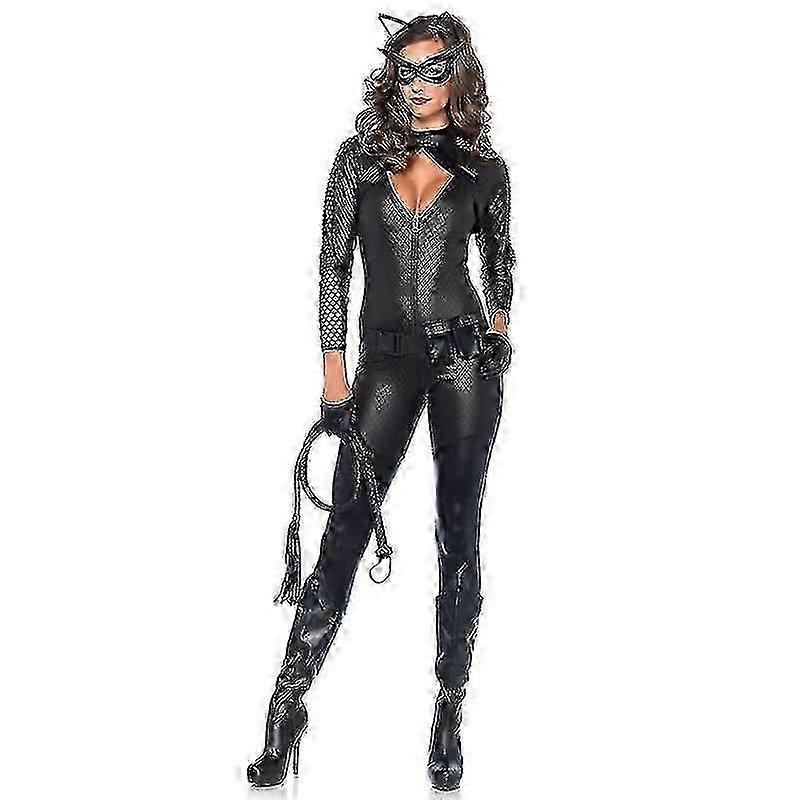 大人のキャットウーマンコスチューム、レディースキャットスーツハロウィンコスチューム