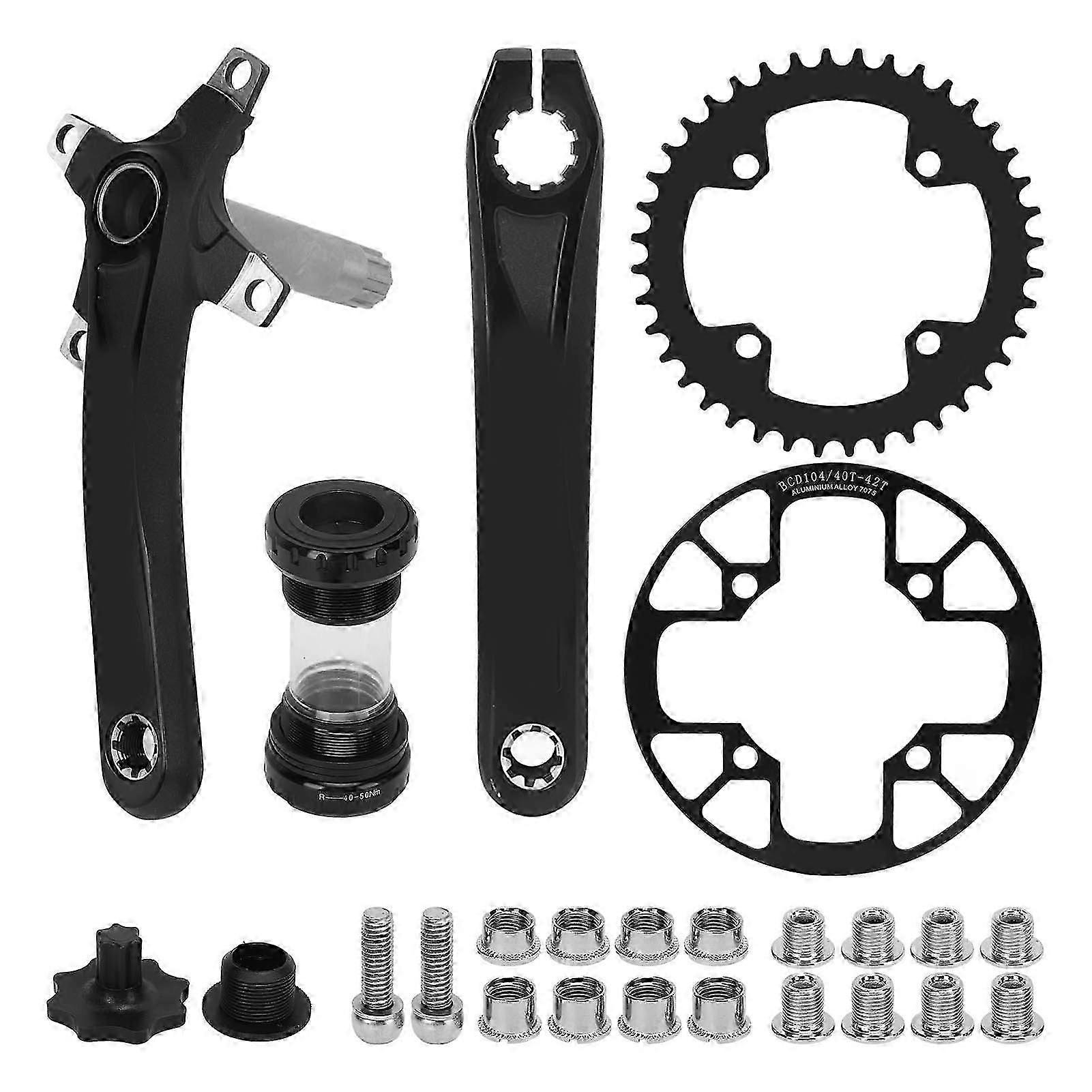 Bike Hollow Crankset Replacement Crank Arm Set with BB Bottom Bracket 40T Positive Negative Teeth Chainring 4042T Guard Chainset