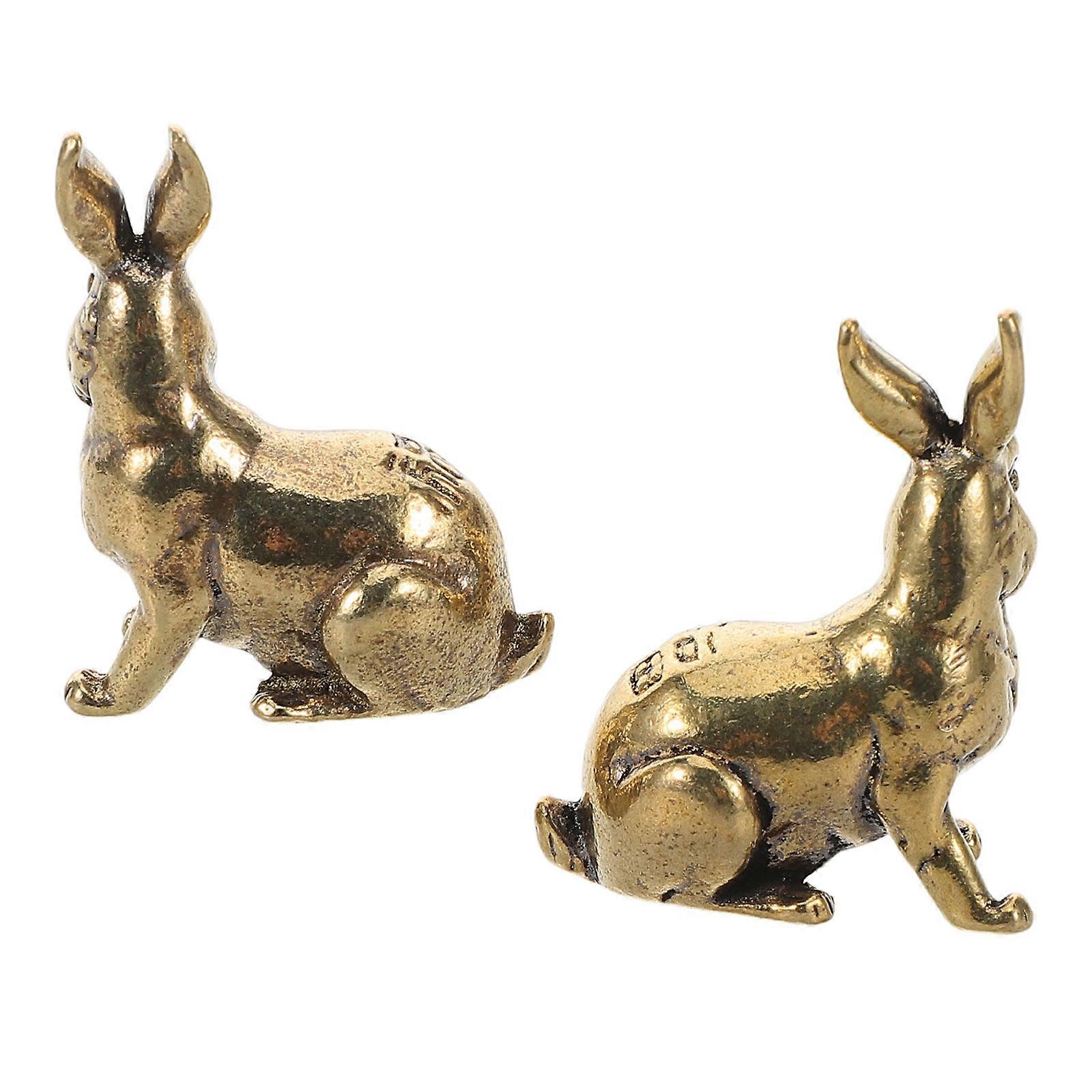 Solid Brass Rabbit Statue for Home Decor 10Pcs Vintage Bunny Figurine