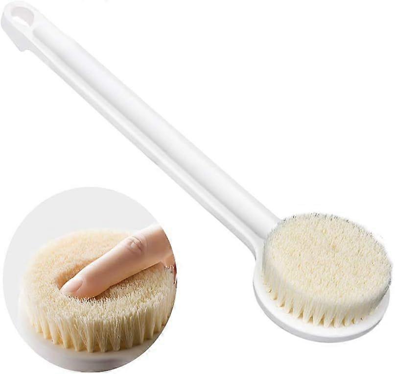 Long Handle Body Brush for Dry Brushing & Shower - Gentle Exfoliating Scrubber for Back & Skin, Promotes Circulation with Massage Effect