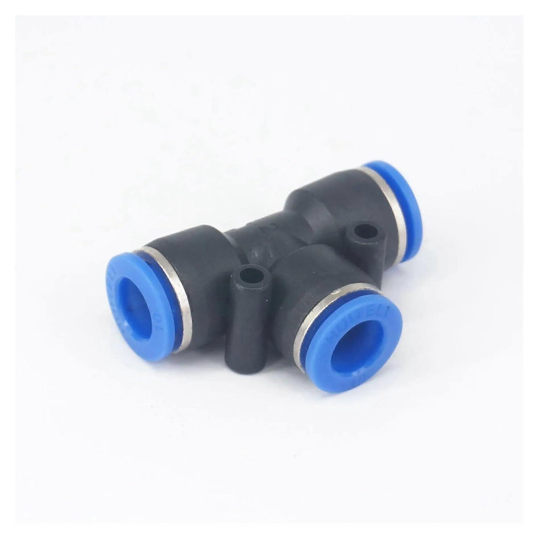 Pneumatic Tee 3Way PushIn Connector 10mm Tube OD 5Pc QuickRelease Air Fitting Union