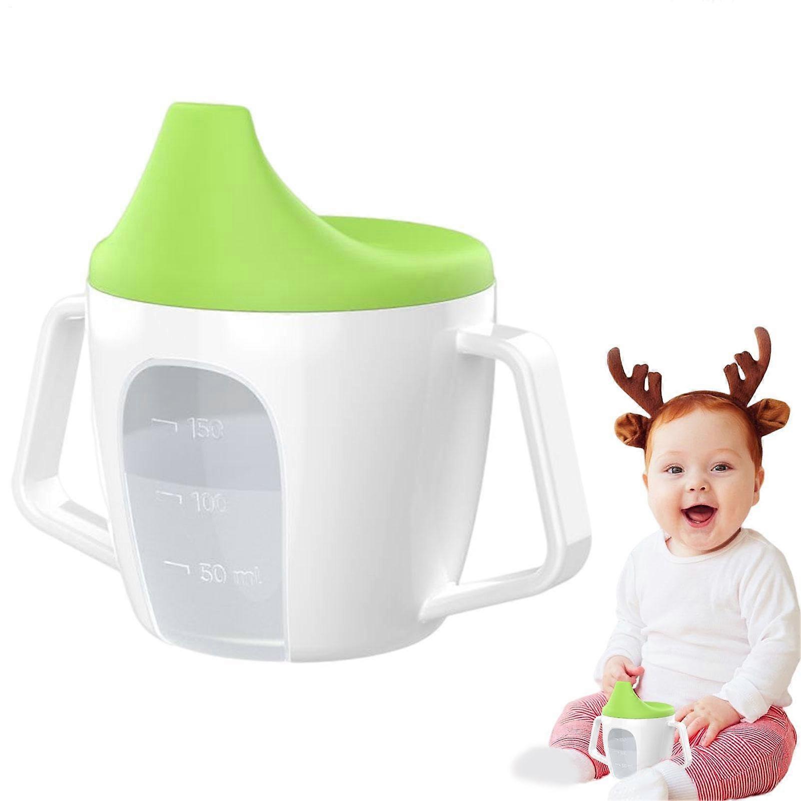 Sippy Cups Transparent Spill Proof Sippy Cup With Scale 4.72 x 4.13 in Green Baby Toddler Trainer Transition Cup