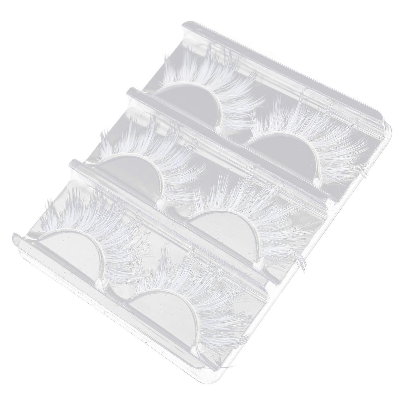 White False Eyelashes Makeup Eyelashes for Cosplay 3Pairs White Lashes