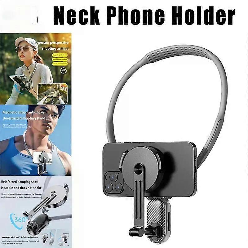 Magnetic Neck Cell Phone Holder 360 Degree Adjustable Angle Universal Mobile Holder Neck Vlog Selfie Phone Holder