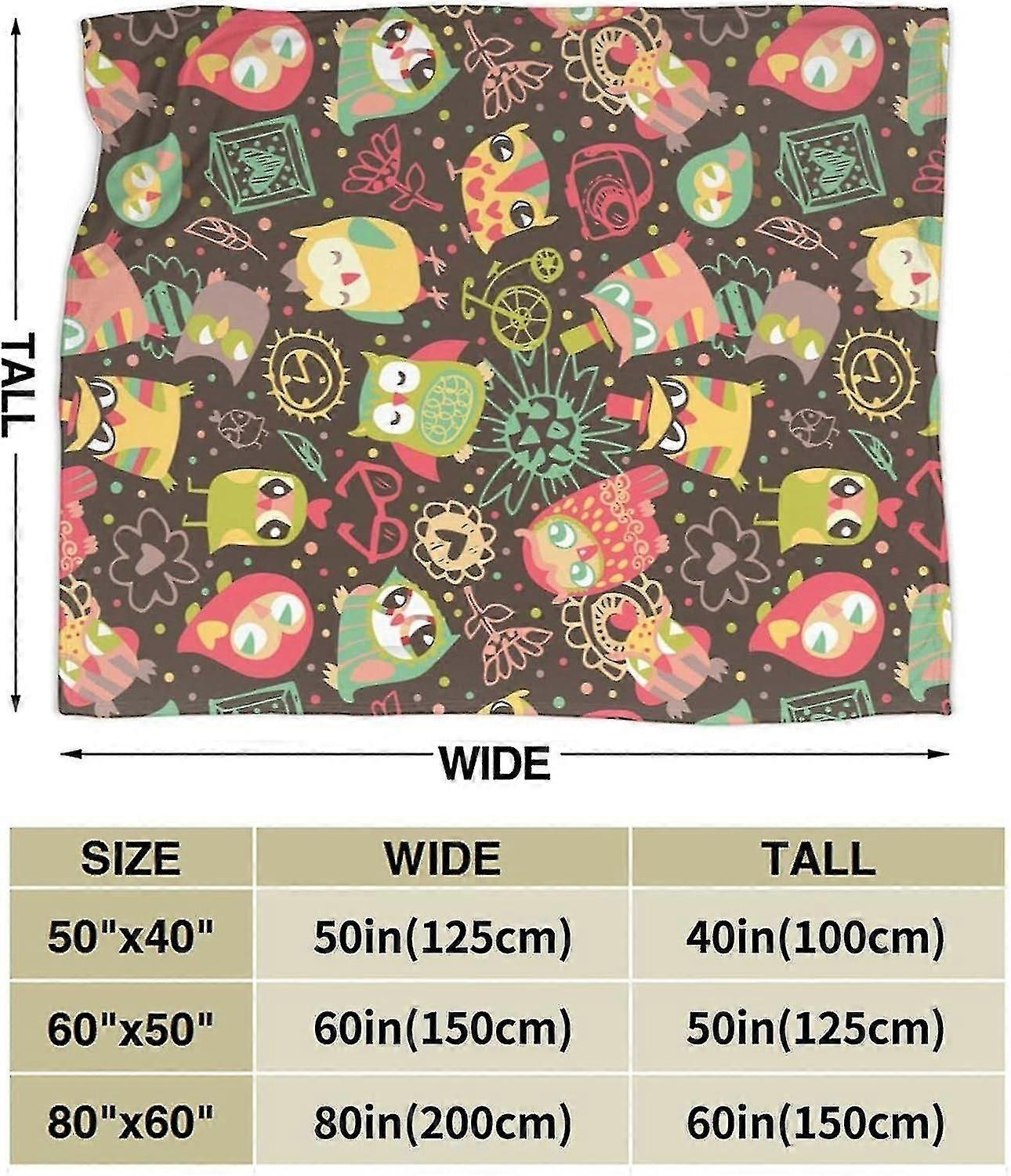 Blanket Cute Owl Heart Flower Fleece Blanket Ultra Soft Throw Blankets Lightweight Plush Flannel Throws For Sofa Couch