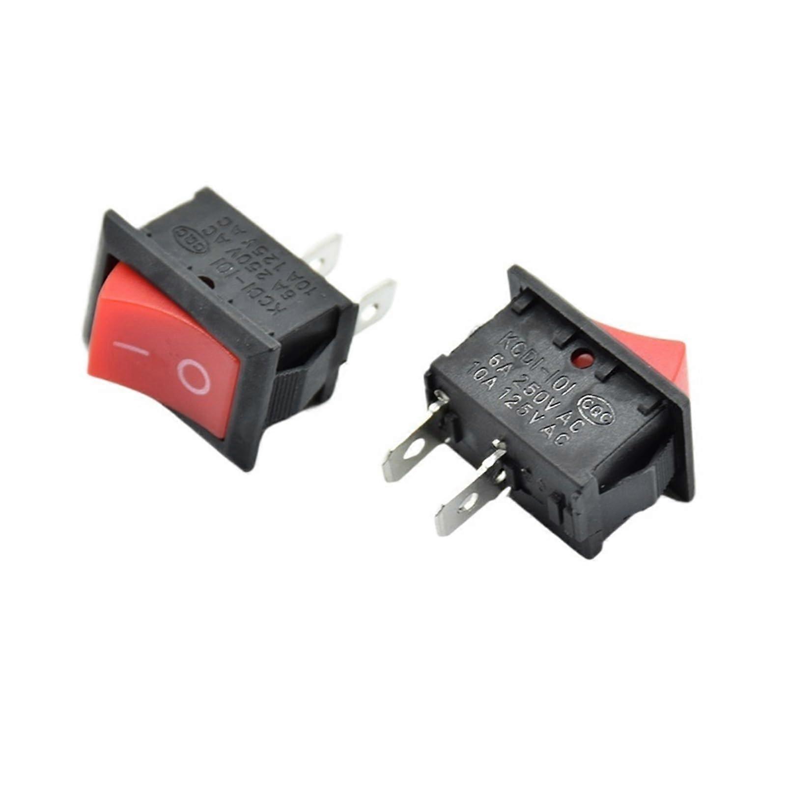 Boat Shape Rocker Switch 2Pin 21x15mm, 10A 125V, Red, 5Pack