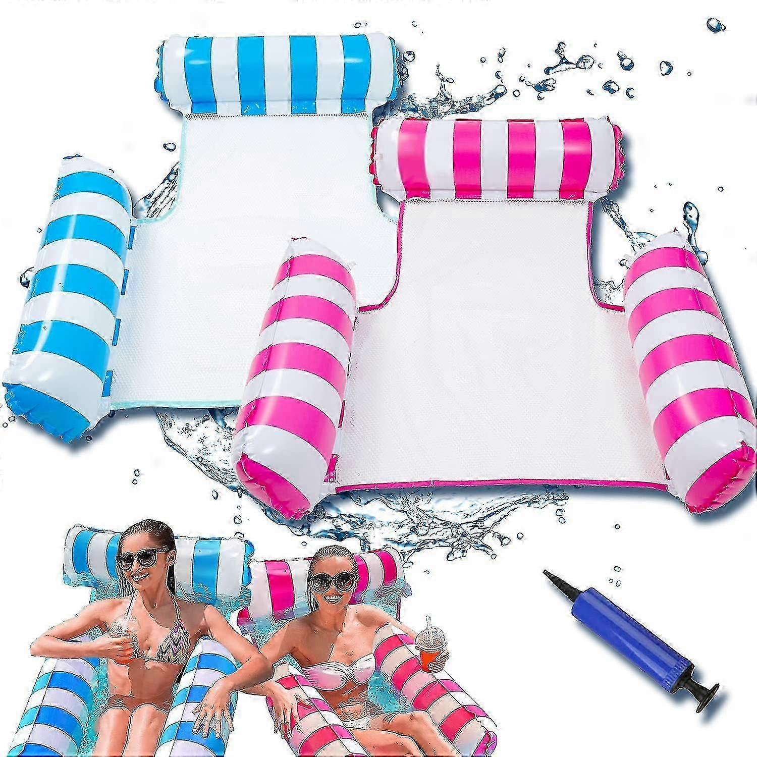 Floating Pool Hammock, 2 X 4 In 1 Pool Buoys, Floating Inflatable Hammock, Portable Beach Water Hammock For Beaches, Parties, Holidays