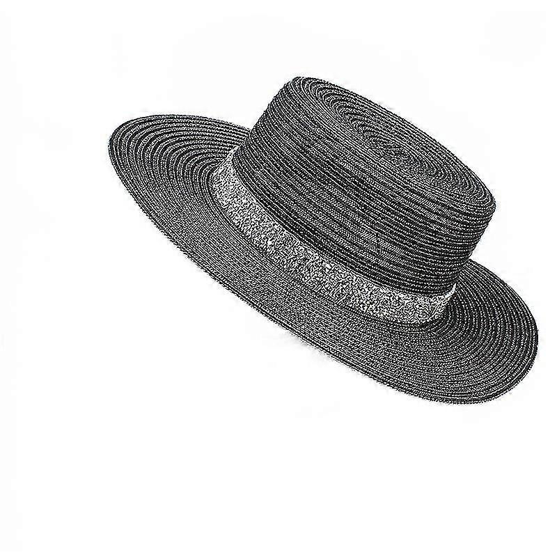 1PC Breathable Flat Top Woven Sun Hat