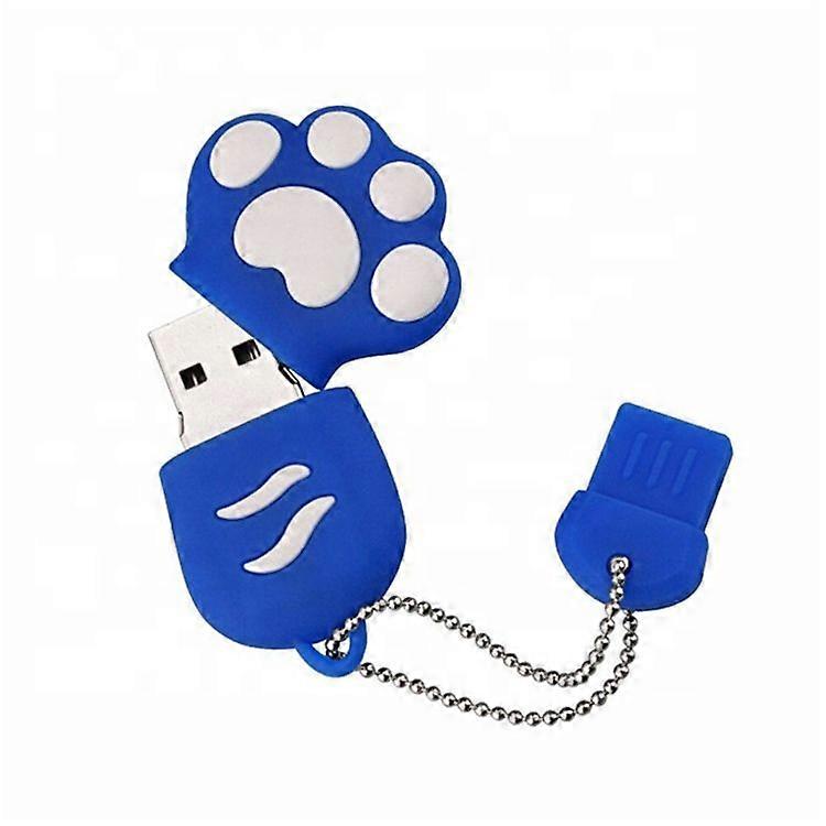 8GB Bear Paw Shaped Silicone USB 2.0 Flash Disk (Blue)