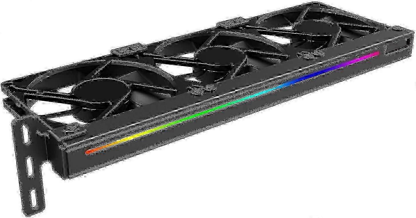 Small Desktop Computer Cooling Fan with LED-Encased Graphics Card Auxiliary Cooler