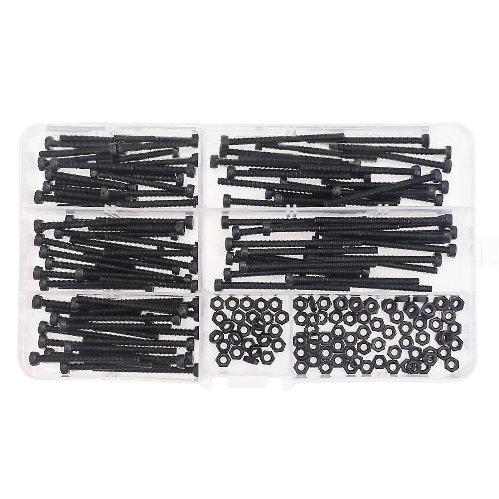 200pcs Stainless Steels Machine Screws Nut and  Bolt Replacement Socket Head Caps Screws Hardware Assortment Set Multicolor