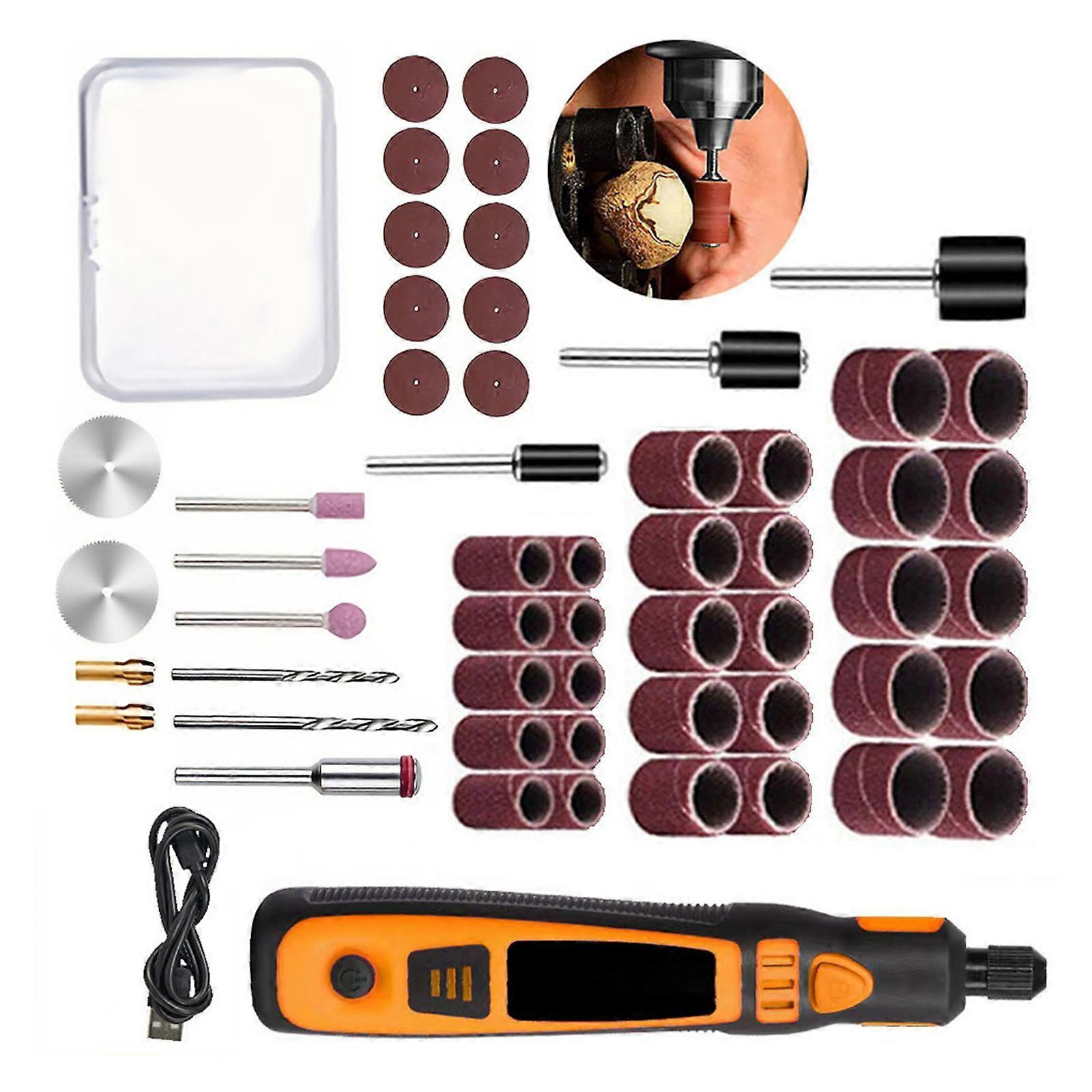 Multi Purpose Engraving Pen With 54 Grinding Head Rechargeable Battery or Precise Carving And Polishing  Yellow