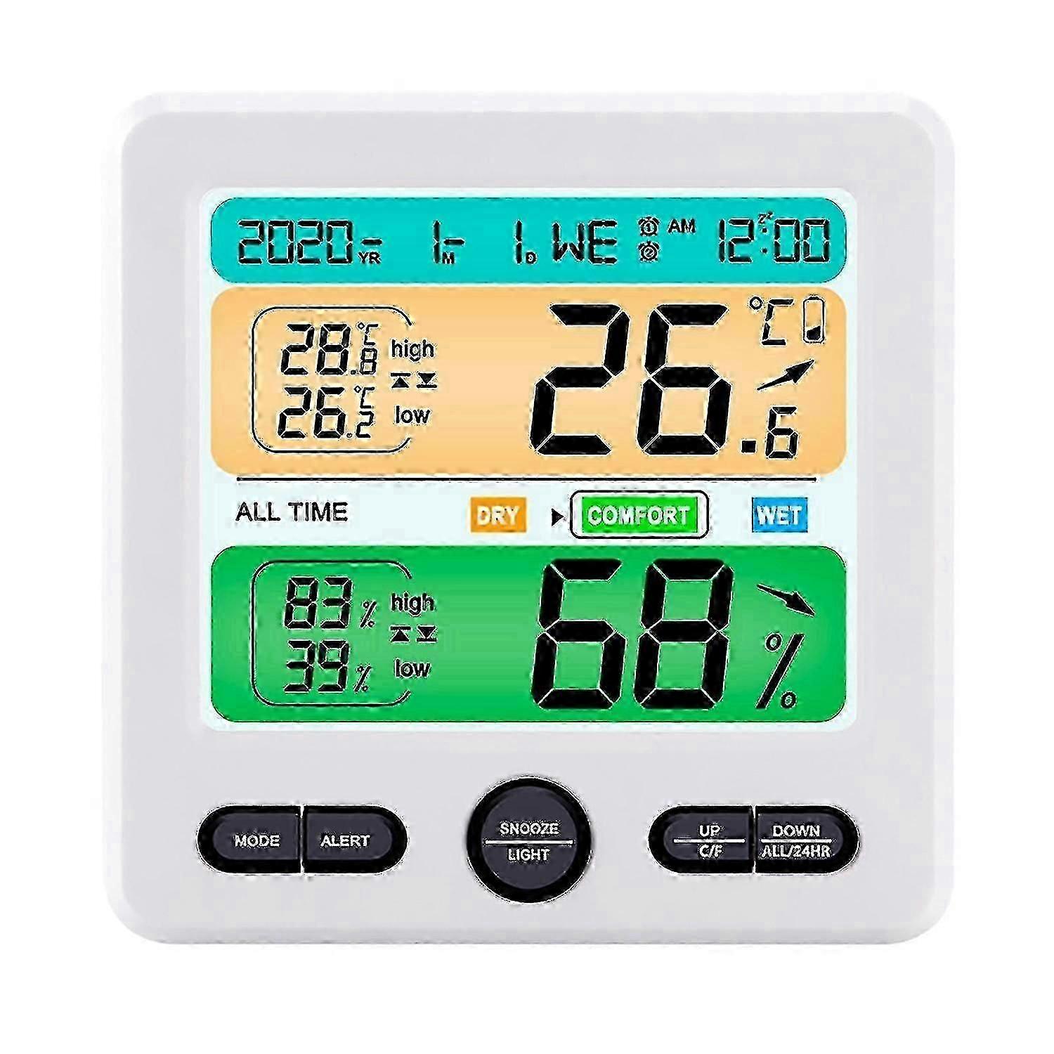 Digital Hygrometer Indoor Outdoor Thermometer Wireless Temperature And Humidity White
