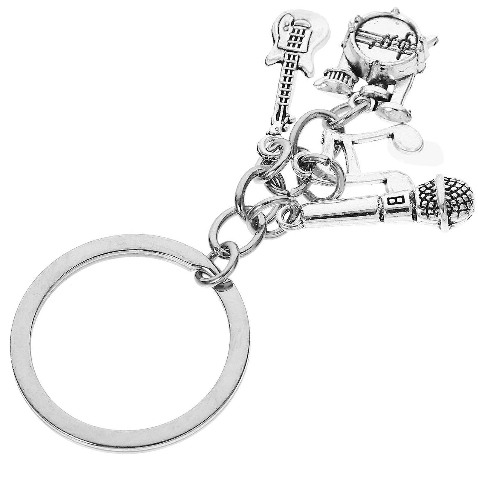 Bass Guitar Keychain Microphone Keychain Music Note Keychain Mini Drum Set Keychain Pendant Keychain