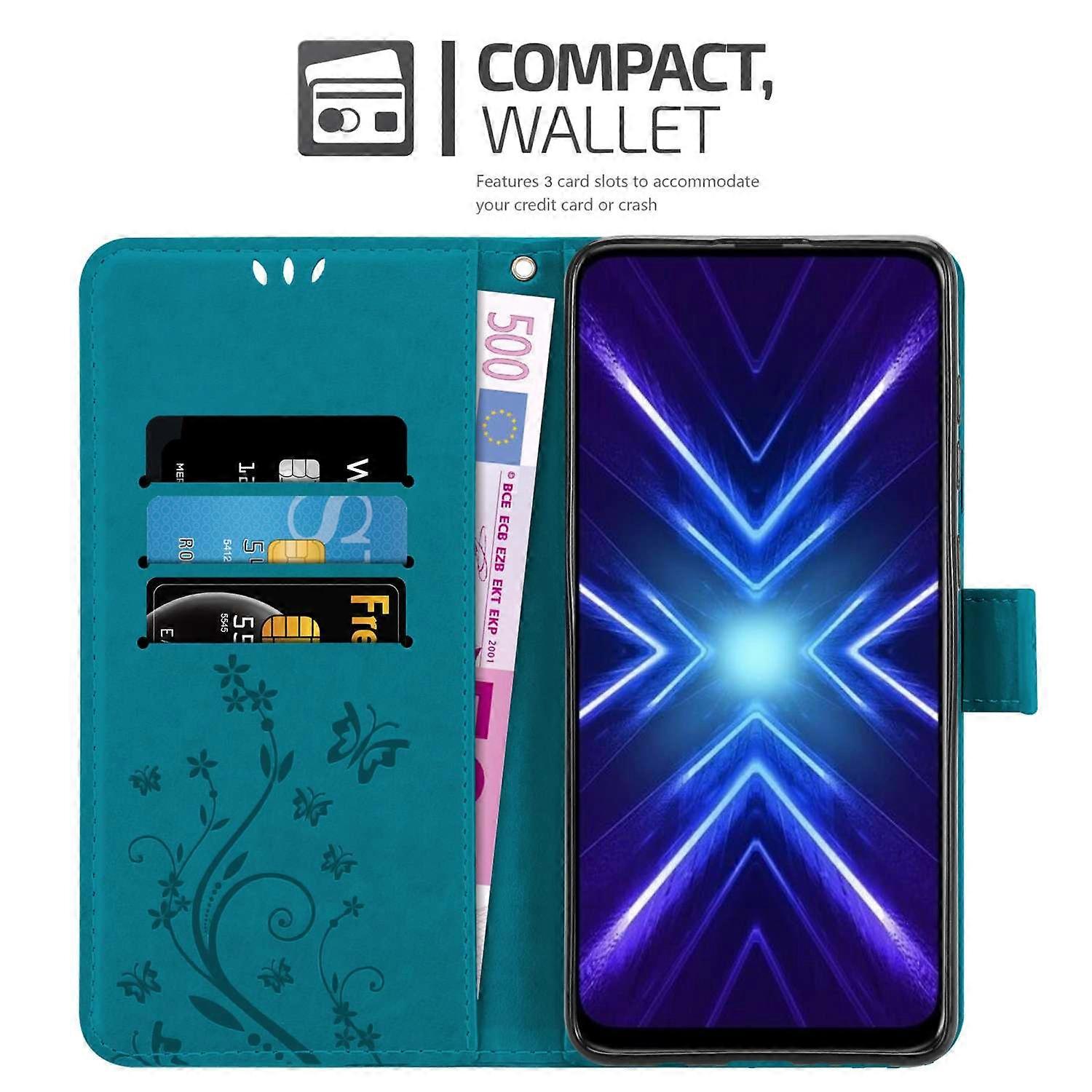 Προστατευτική θήκη Honor 9X - με floral μοτίβο και υποδοχή κάρτας