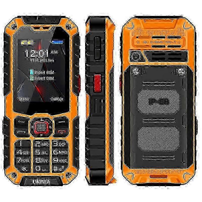 UNIWA S9 Celular robusto de 2,4 polegadas IP68 Celular 4G à prova d'água com lanterna