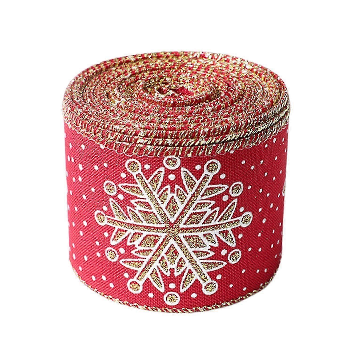 Christmas Ribbon Fine Linen Snowflake Printed Multi-functional Create Atmosphere Woven Ribbon DIY