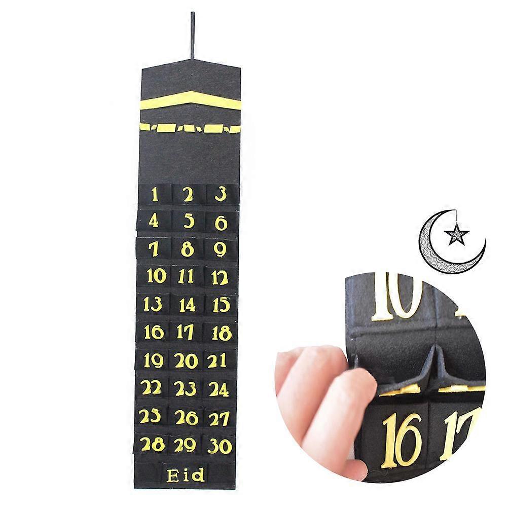 Eid Mubarak Felt Advent Calendar Wall Hanging Numbered Countdown Calendar Durable Home Decor