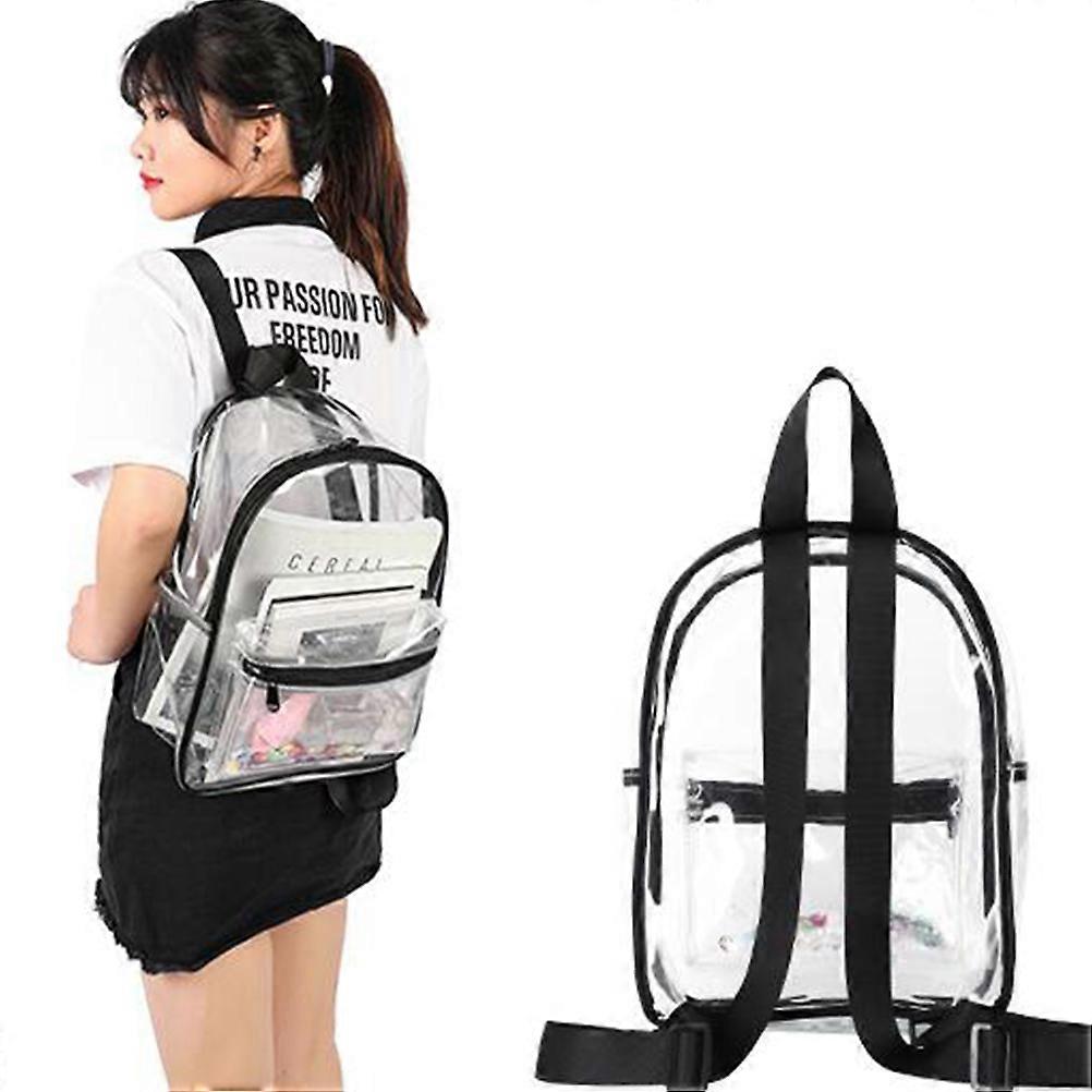 Clear Bookbag PVC Transparent Waterproof Black Backpack for Wearing