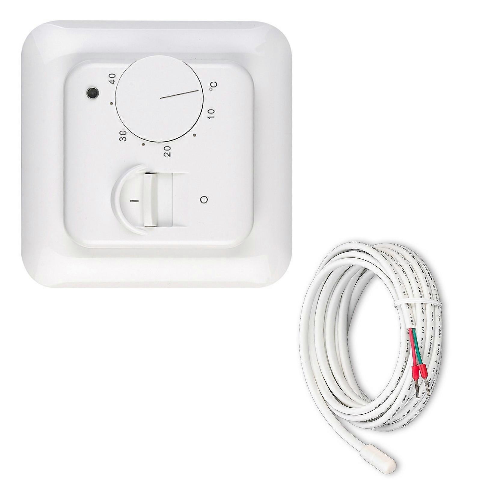 Electric Floor Heating Thermostat With Double Temperature Sensors 230V 50/60Hz 5W Consumption Multicolor