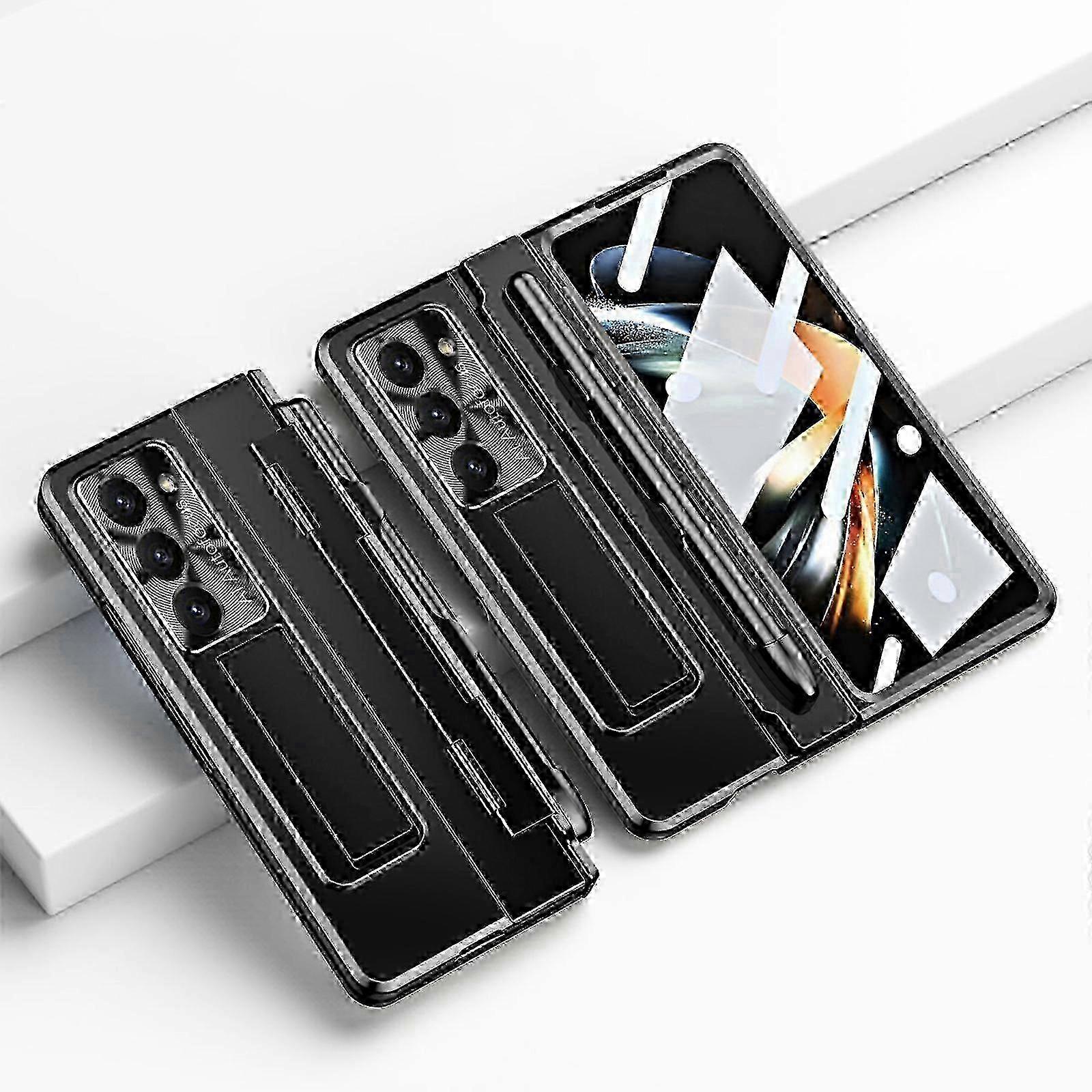 Transparent Case for Samsung Galaxy Z Fold6 Plating Case with S Pen Holder, Protective Case with Stand for Samsung Galaxy Z Fold 6 2024