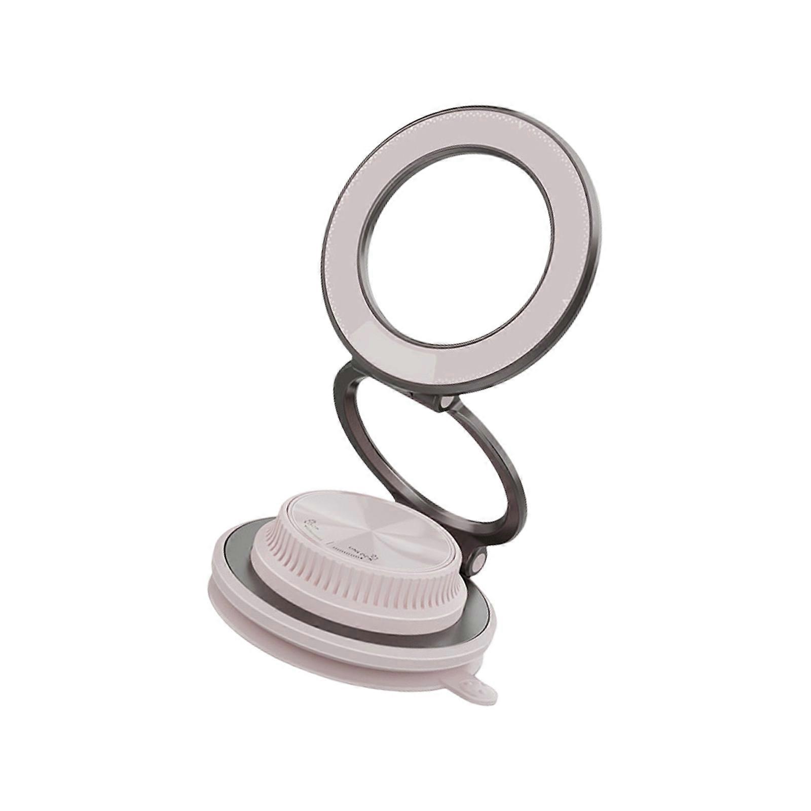 Magnetic Car Phone Mount with Vacuum Suctions Base Universal Compatibility 360 Adjustable Rotation Tool Easy Setups  White