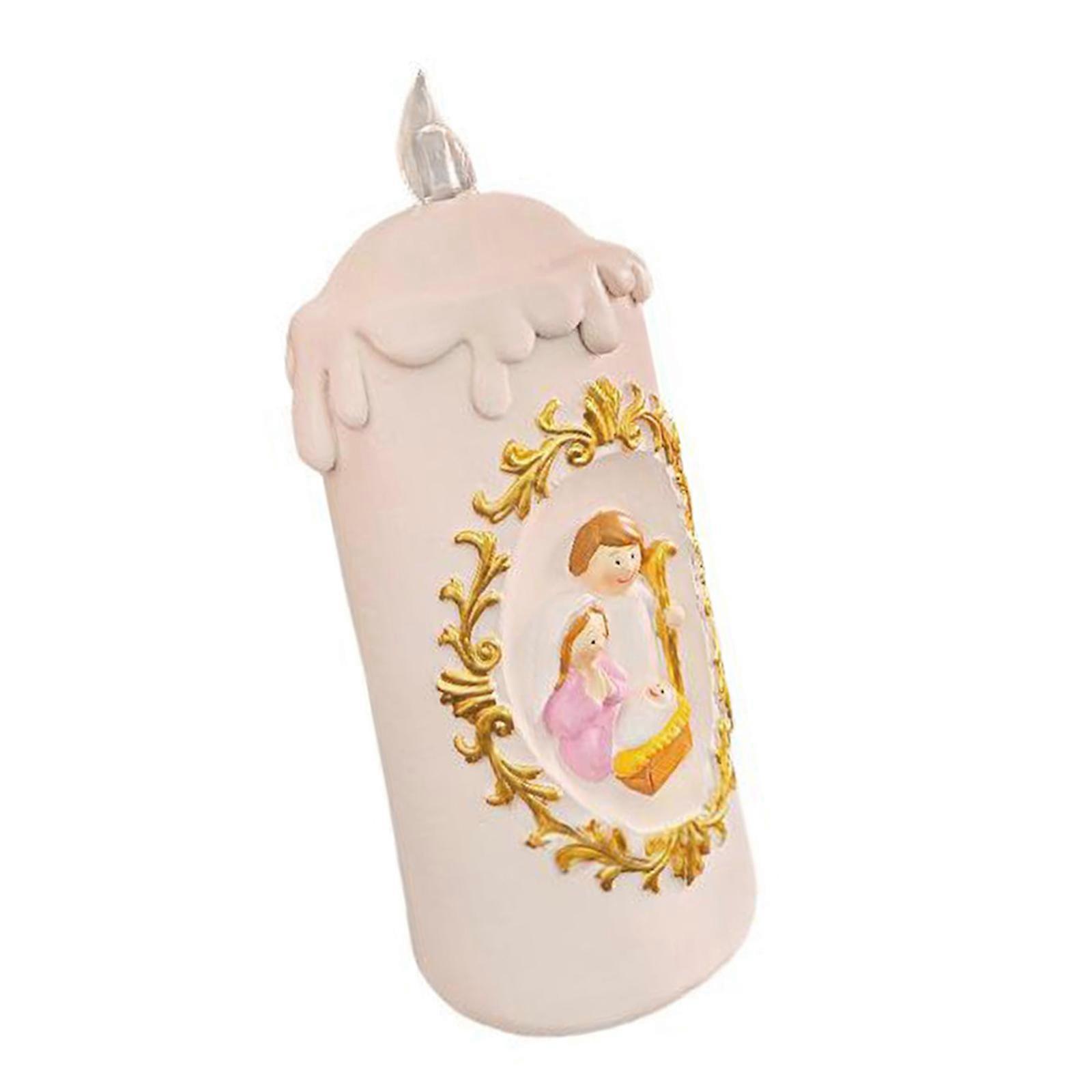 Warm Snow-covered Christmas Manger Scene Table Accent Light With Cartoon Design And Durable Battery Power Multicolor