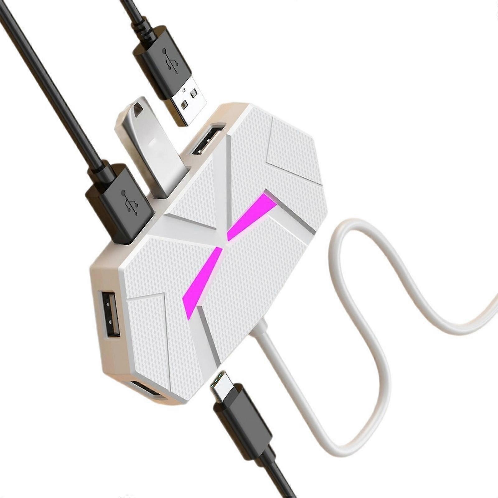 7 Port USB HUB USB2.0 Extension Splitter Laptop Connection Hard Drive Computer TypeC Stable Transfer Data  White