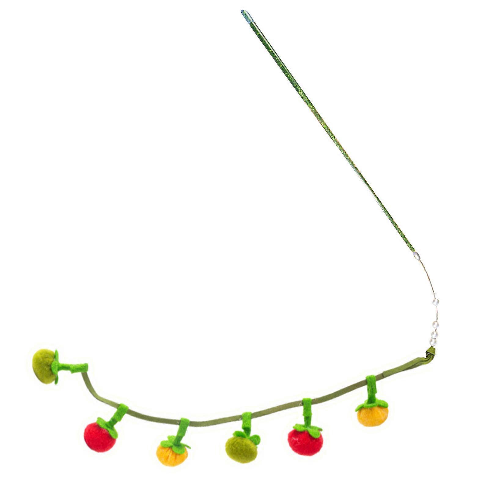 Interactive Cats Teaser Toy with Colorful Tomato and Noise Maker Wand for Indoor Play and Exercise for Active Pet Multicolor