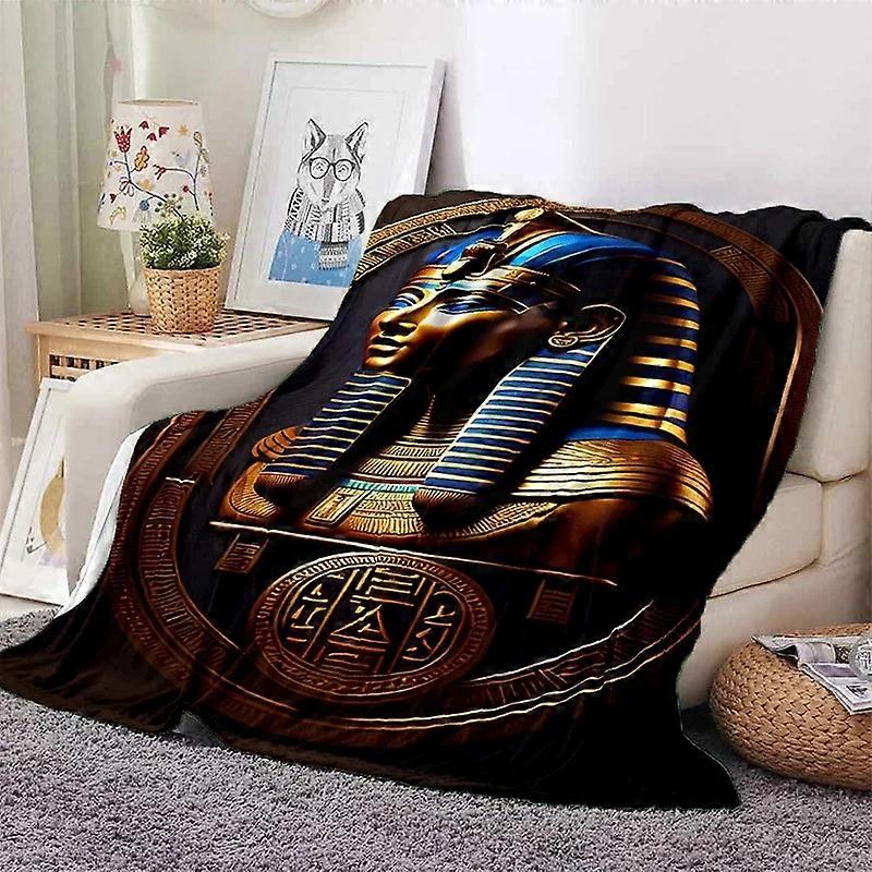 Pharaoh Hieroglyphic Egyptian Plush Bedspread Throw Lunch Blanket for Sofa Bed
