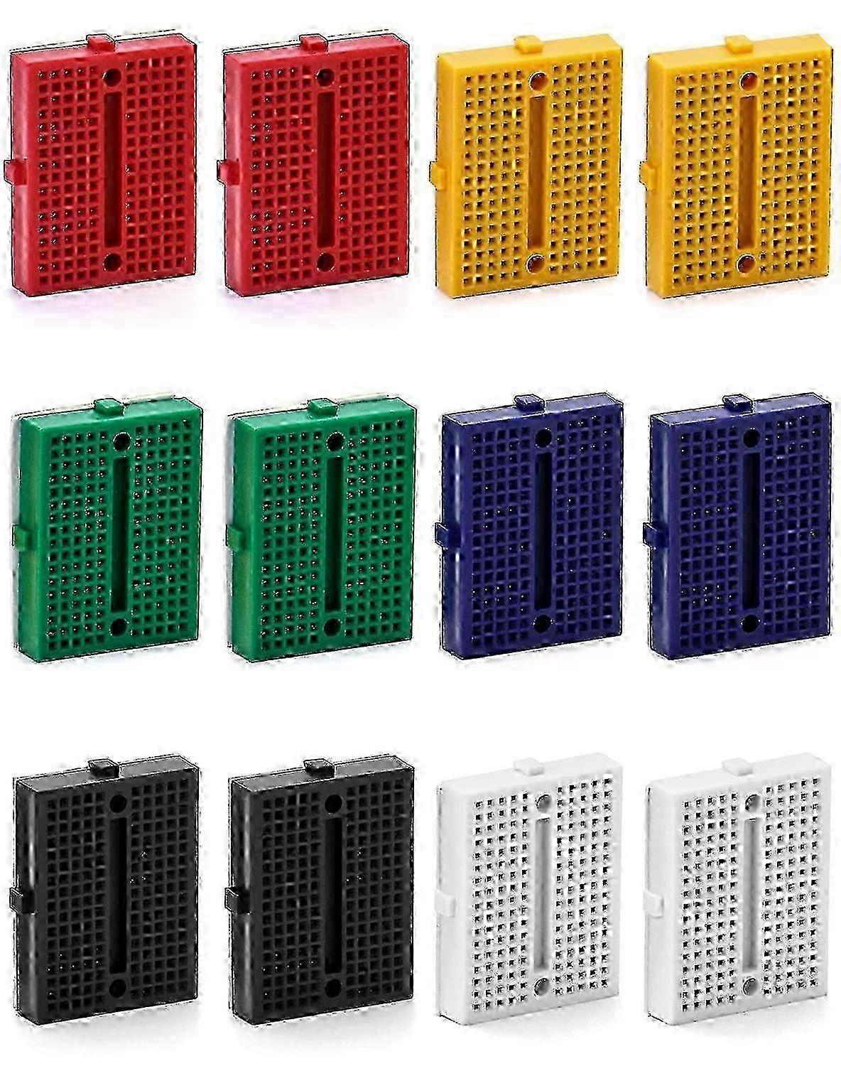 170 Point Mini Breadboard Kit,12Pack Tiny Breadboard PCB Bread Board Kit with Adhesive Backing