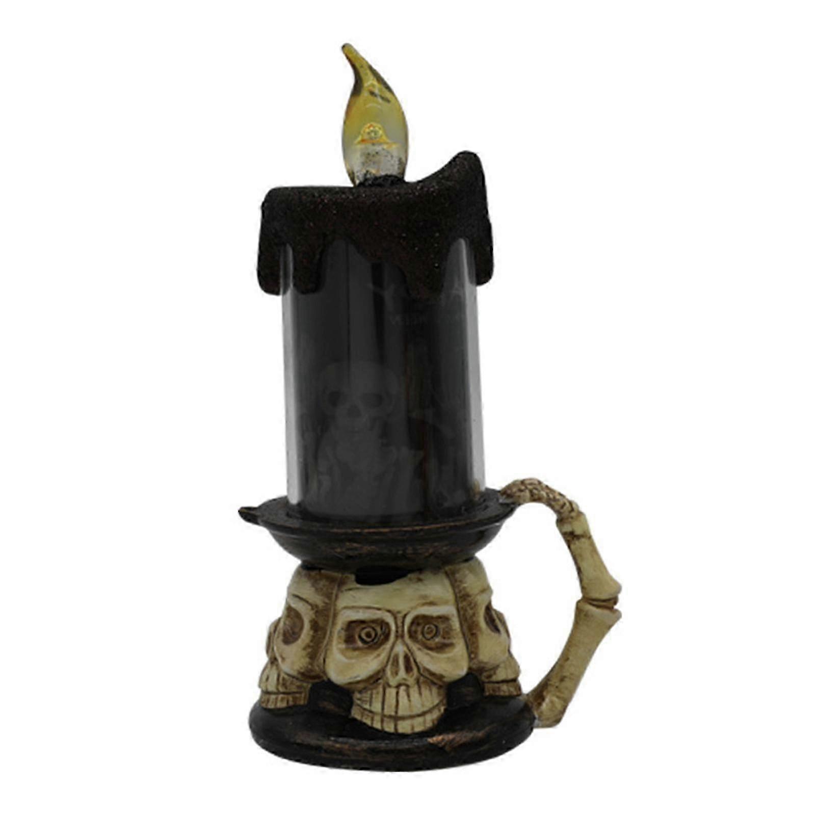 هالوين أدى شمعة الجمجمة ديكور مهرجان توفير الطاقة ضوء دافئ لا تدفئة تزيين شبح كهربائي اليد آمنة هالوين شمعة ضوء هدية تي