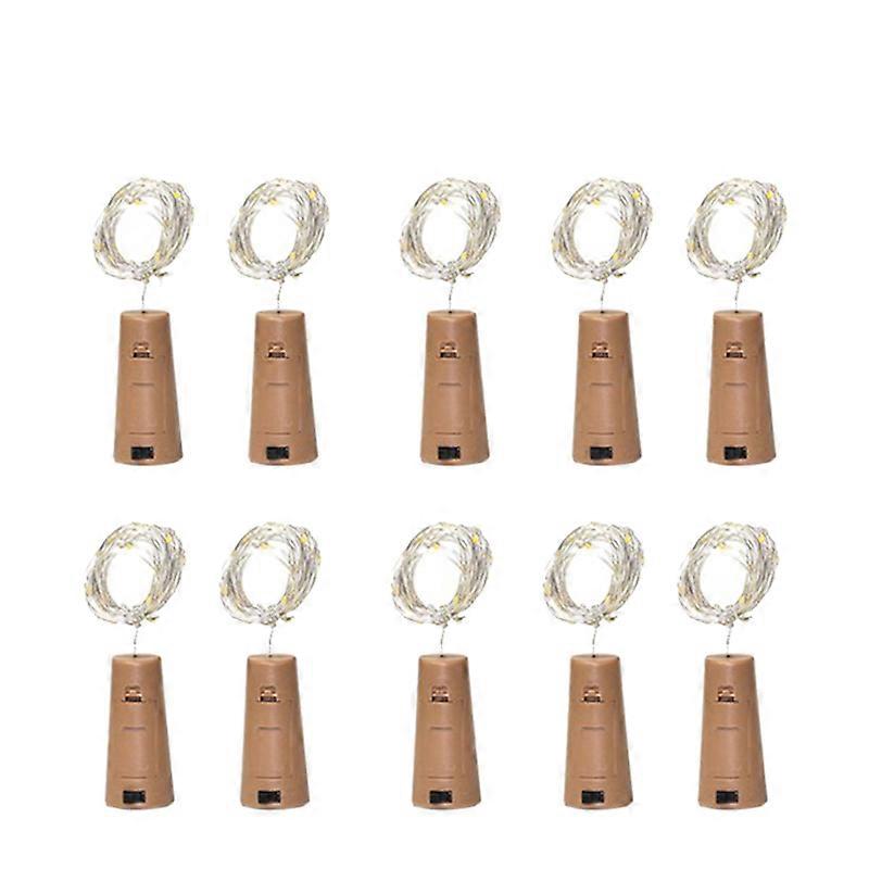 10 Packs Wine Stopper Copper Wire Light String 2M 20LED Light