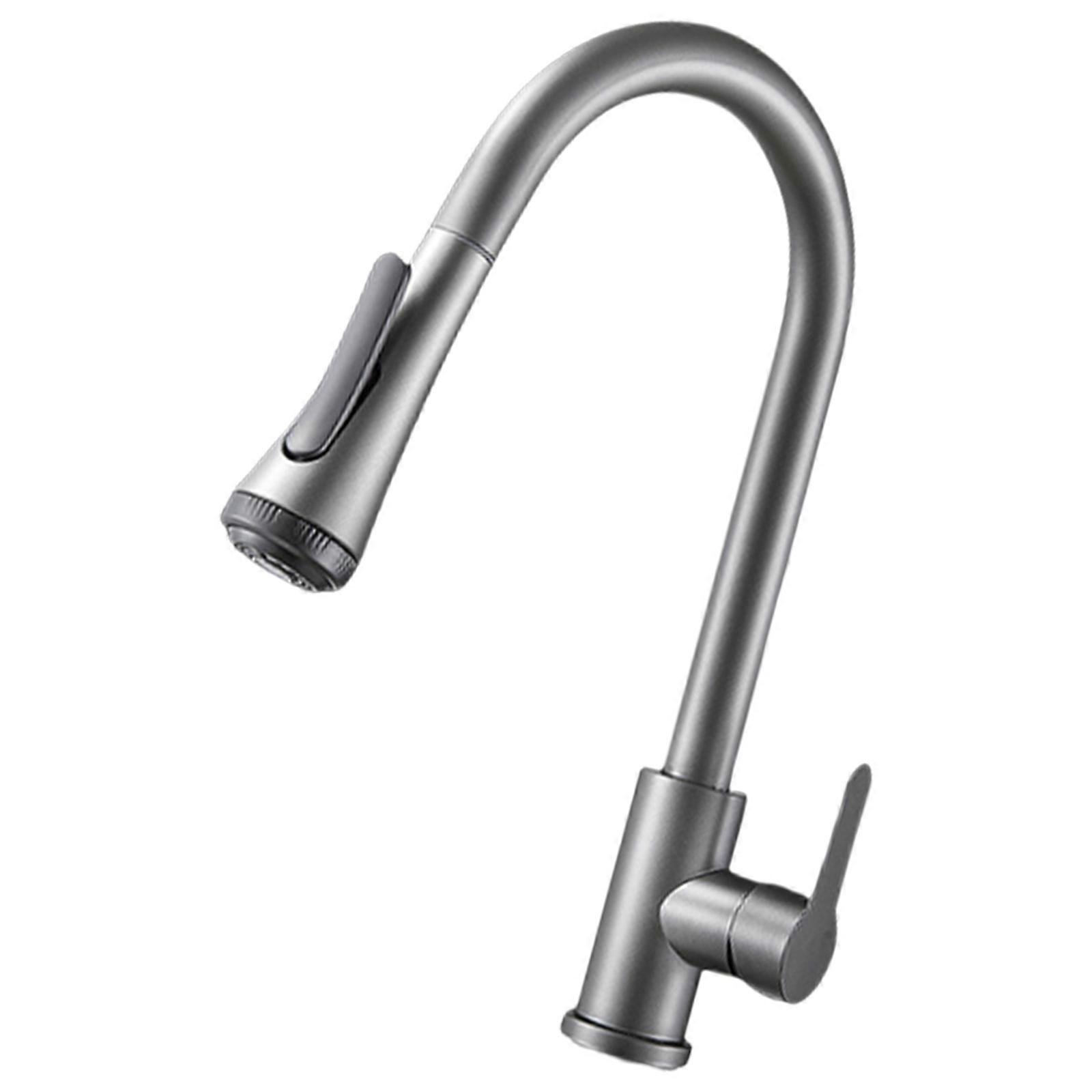 Modern Houses Faucet with 3 Way Function Hot & Cold Water Mix & Pull Down Sprayer Stretchable Designs Stretchable Faucet  Gun Ash